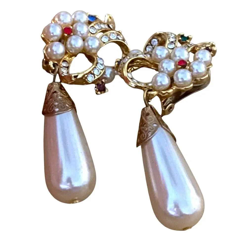 Gorgeous Vintage French designer Clip-on Drop Earrings - 3
